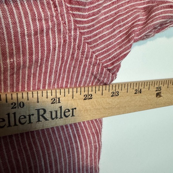 J Crew Baird McNutt Shirt Mens Large Stripe 100% Linen Long Sleeve Slim Fit - Picture 8 of 9